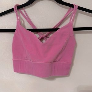 Pink criss-cross back sports bra